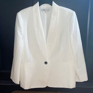 White Linen-Blend Kasper Blazer, Size 16, New Without Tags
